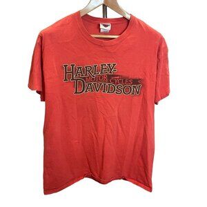 Harley-Davidson Orange Crystal River Florida Flames T-shirt Sz L